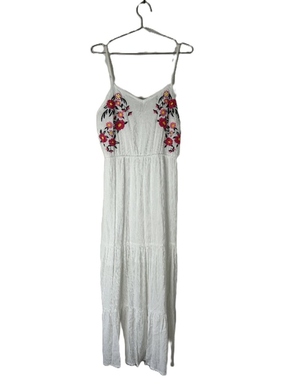 Kelly Renee Gauzy White Embroidered Maxi Dress L